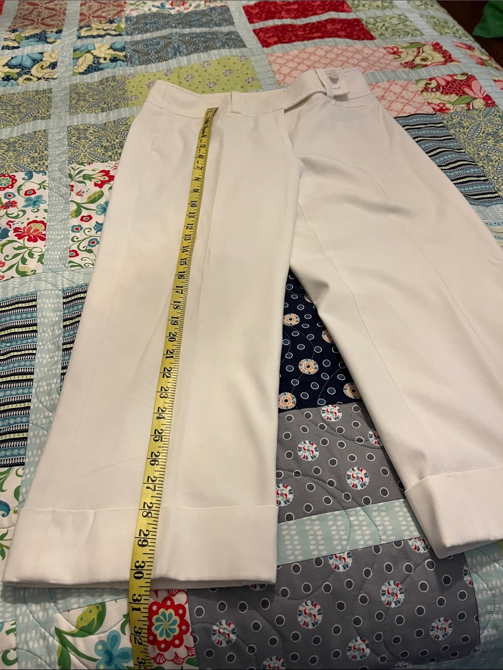 Ann Taylor White Wide-Leg Crop Pants